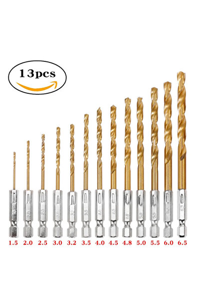 Choice1 13pcs 13/16Pcs HSS High Speed Steel Titanium Coated Drill Bit Set 1/4...