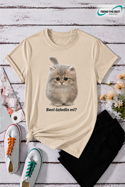 TREND THE BEST Trendin En İyisi Summer I Miss You Written Cat Printed Unisex ...