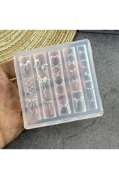 Choice3 Bowknot 3D Bowknot Silicone Nail Mold Ballet Ribbon Tie Nail Charms T...