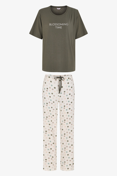 Penti Haki Mama Blossoming Time Puantiye Desenli Pantolon Kısa Kollu Pijama T...