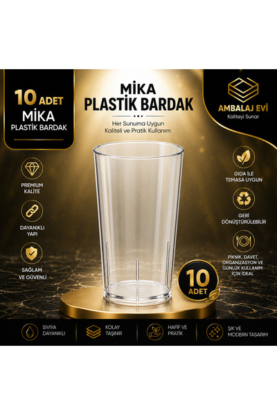 Ambalaj Evi Mika Plastik Rakı Bardağı 10 Adet Şeffaf Tek Kullanımlık Bardak P...