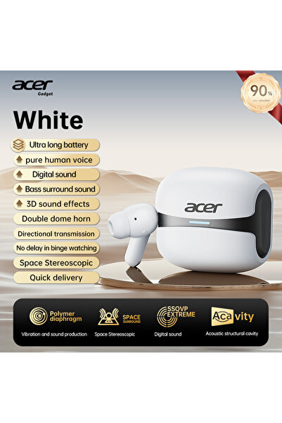 Choice1 سماعات أذن لاسلكية بلوتوث بيضاء من Acer Ohr548 بتصميم داخل الأذن، مع ...