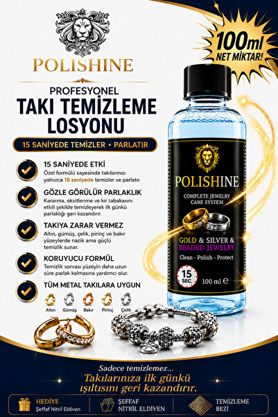POLİSHİNE Gümüş Altın Çelik Bakır Pirinç Takı Temizleme Ve Parlatıcısı 100ml ...