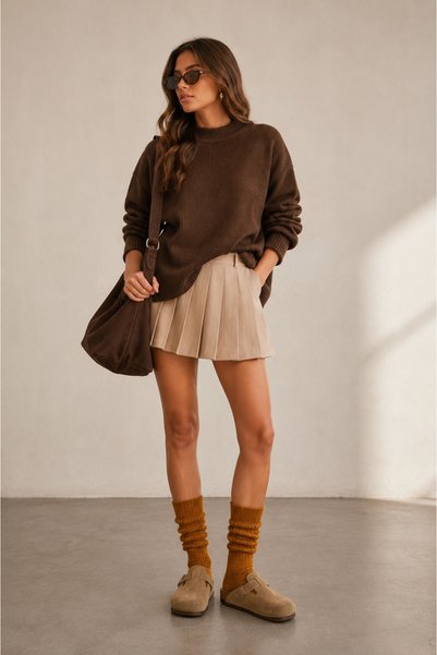 Bamuta Socks Camel Color Women's Wool Knee-High Socks