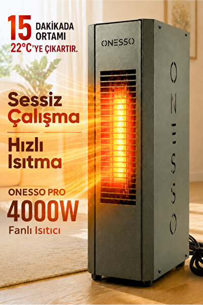 ONESSO PRO 4000W Sessiz Elektrikli Fanlı Isıtıcı - 3 Modlu Termostatlı (40m²'...