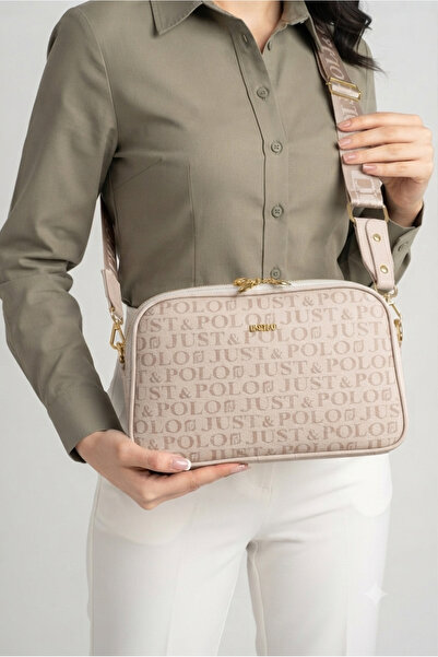 Just Polo حقيبة كتف نسائية ذات 5 أقسام بلون حجري -BD2053