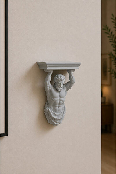Smug Design 3D Mitolojik Atlas Heykeli Duvar Rafı