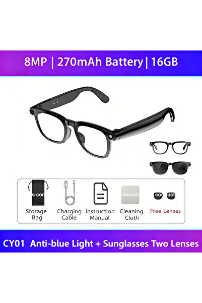 Choice CY-01-Black-16G 2025 AI Smart Glasses | 8MP Camera Video Recording, 10...