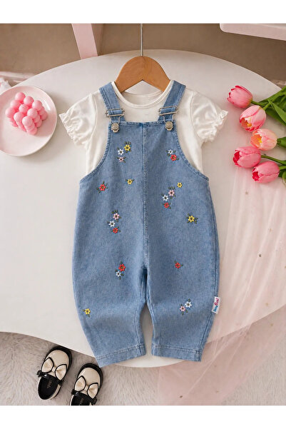 Minigimin Cicileri My Little One's Floral Embroidery Patterned Baby Girl Summ...