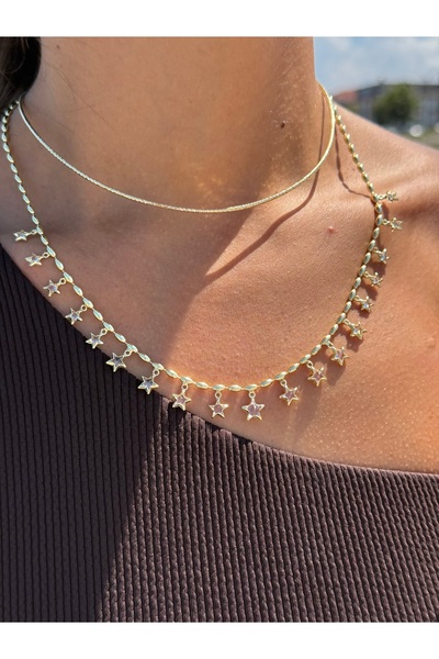 Tuysa Jewelry Yıldız Taş Detaylı Gold Charm Kolye