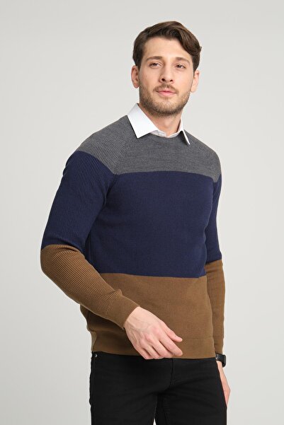 ALEXANDERGARDI Color Blocked Regular Sleeves Crewneck Sweater(E23-6708)