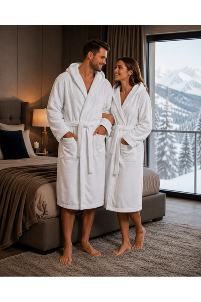 Packho Welsoft Unisex Sabahlık - Uzun Kapüşonlu Peluş - (1 Adet)