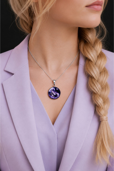 Oxolux, Lavinia Colier din seria Zodiac, in cutie cadou, design cosmic mov, b...