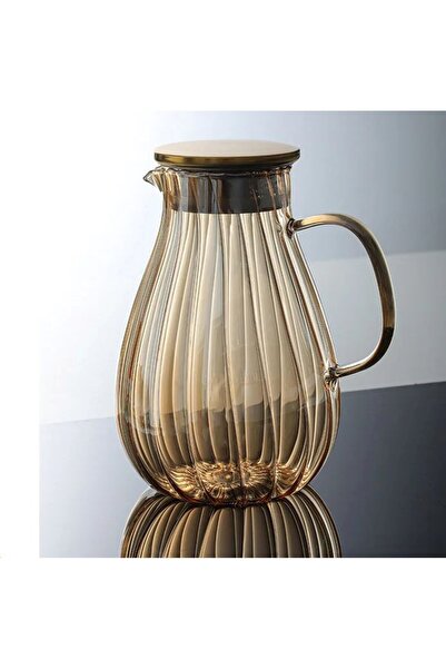 Qerhome Borosilikat Cam Papatya Model Amber Sürahi 1800 Ml DR-23
