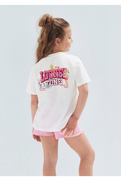 Mavi Looney Tunes Printed Ecru T-Shirt Loose Fit / Comfortable Loose Cut 7610...
