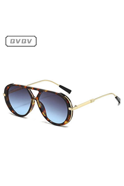 choice2 Leopard Grey Blue QVQV Trendy Two Tone Pilot Sunglasses Women Men Ret...