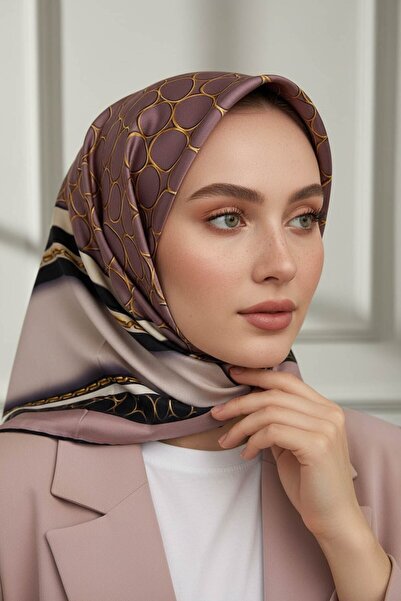 Vissona Black Silk Gold Ring Pattern - 100% Twill 90X90 Powder Scarf Planting...