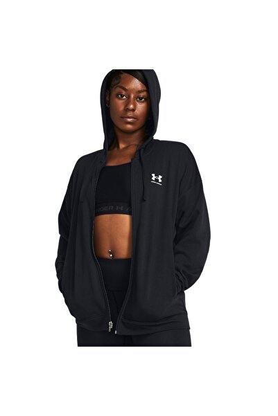 Under Armour RIVAL TERRY OS FZ HOODED 1386043-001 Μαύρο