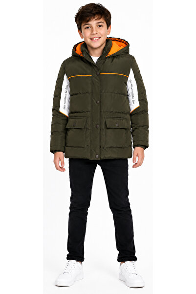 İrem Çocuk Giyim Boy's Khaki Color Coat with Color Block Summer Patterns on t...