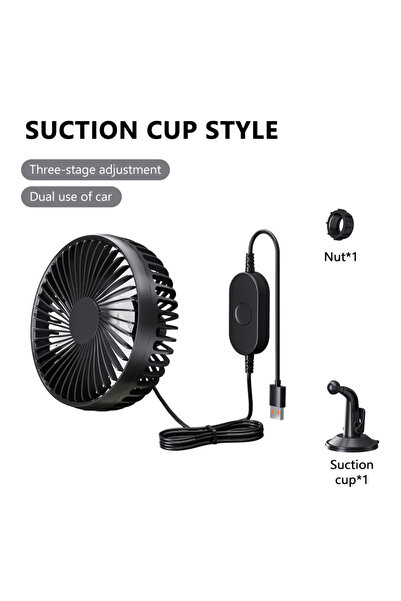 Choice black SEAMETAL Suction Cup Car Fan 360° Rotatable USB Interface Low No...