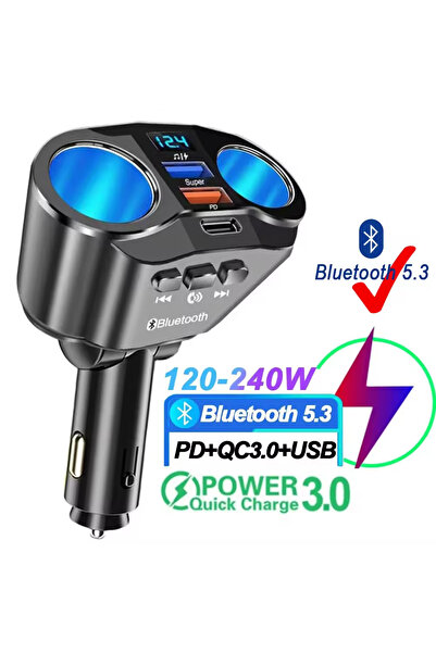 choice2 Dual USB Type C 120W Car Bluetooth Mp3 Extended Dual Cigarette Lighte...