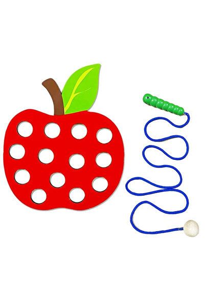 Choice Apple 1 set Wooden Lacing Toy Educational Fruits Threading Activity Pu...