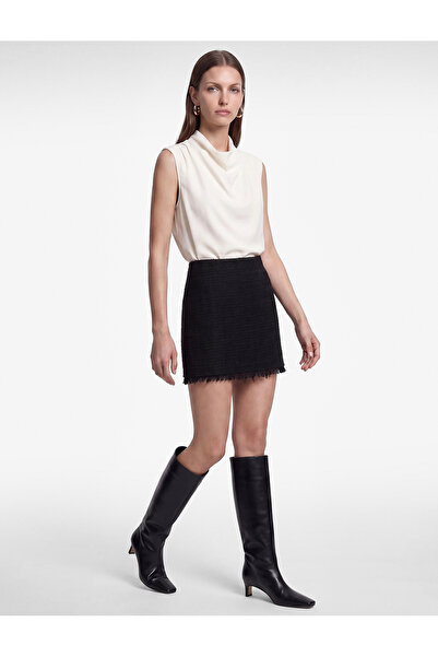 Koton A-Line Tasseled Tweed Mini Skirt