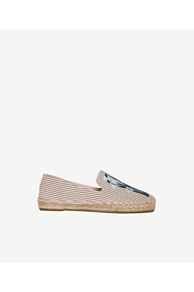 Yargıcı Embroidery Detailed Striped Fabric Espadrille