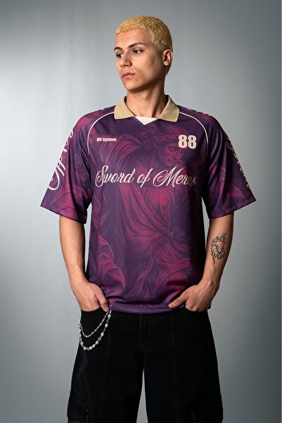 Plus Eighteen Sword of Mercy Polo Collar Oversize Purple Men's Football Jersey