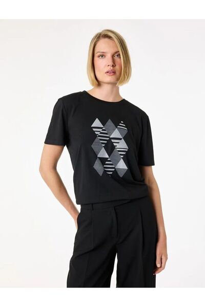 Koton Tricou cu mânecă scurtă, croială normală, cu decolteu rotund și imprimeu