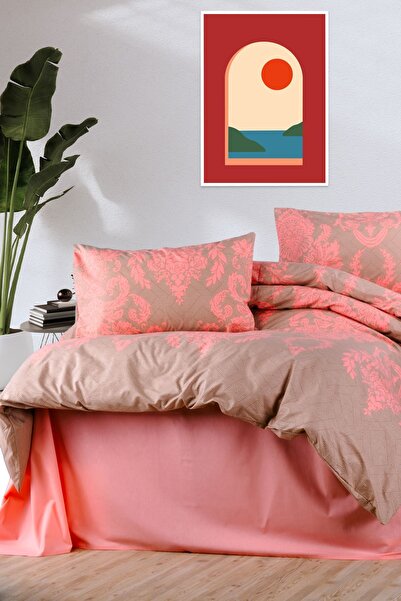 aytunç Turquoise 100% Cotton Double Elasticated (Fitted) Duvet Cover Set 200X...