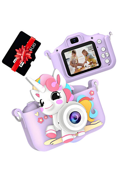StartONTeam Cameră digitală Unicorn pentru copii, 48 MP, înregistrare video F...