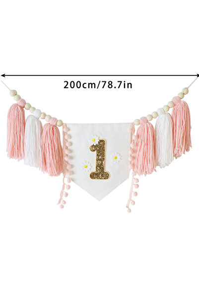 choice2 pink tassel Boho 1st Birthday High Chair Banner Pink Party Decoration...