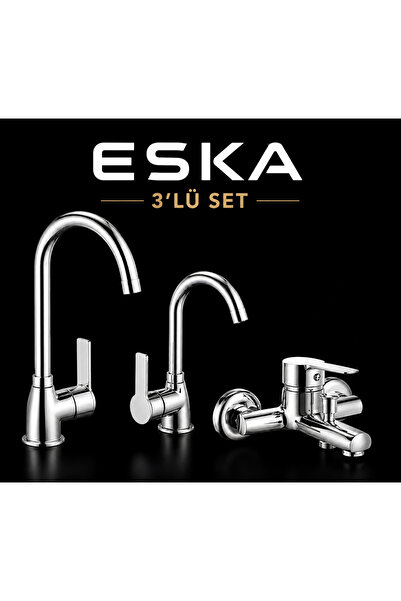 ESHOME ESKAYA KROM Eviye mutfak lavabo —BANYO Bataryası 3 lü set