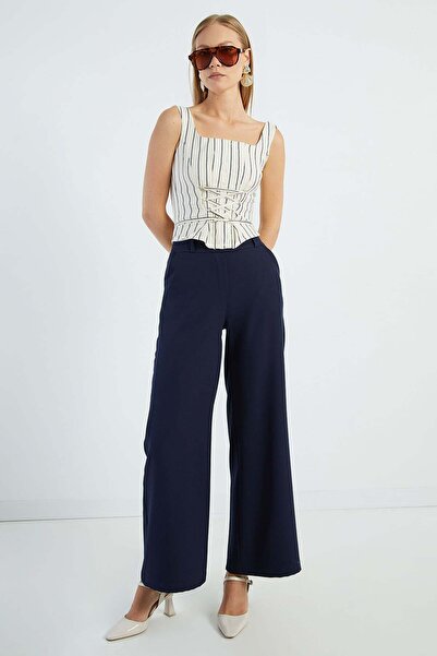 Fulla Moda Beli Lastikli Palazzo Kumaş Pantolon