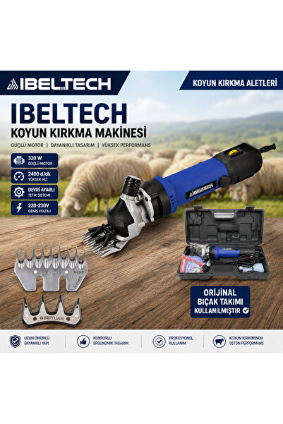 İBELTECH Profesyonel Seri Devir Ayarlı Metal Şanzumanlı Çantalı Koyun Kırkma ...