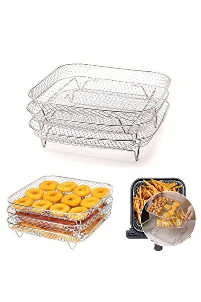 Choice 3-piece Stainless Steel Air Fryer Accessory Set - Square Fries and Gri...