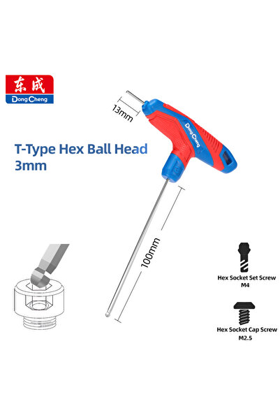 Choice9 Ball Head-3mm T-Handle Hex Key Allen Wrench Flat Ball/Flat Head Metri...