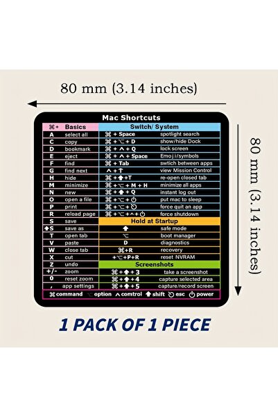 Choice BJB-JB-019-QQ 1PC, Mac Shortcut Stickers for MacBook Stickers, Compute...
