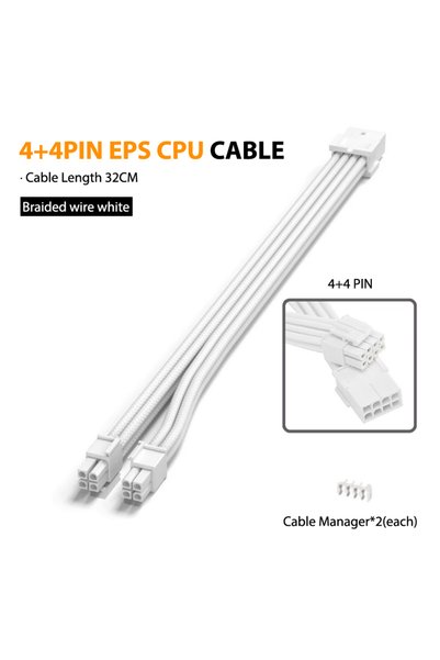 Choice7 30cm 4 4PIN EPS-White PSU Extension Cable Motherboard Cable 24Pin ATX...