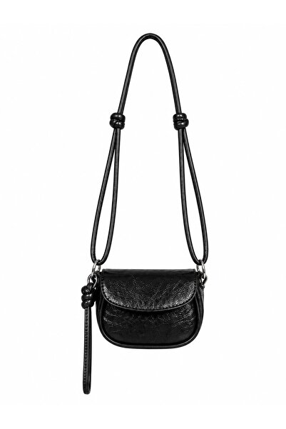 MAISONE Black Luna Mini Women's Crossbody Bag with Knot Detail and Adjustable...