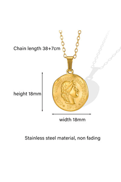 Choice N05562G Stainless Steel Portrait Queen Coin Necklace Fashion Gold Colo...
