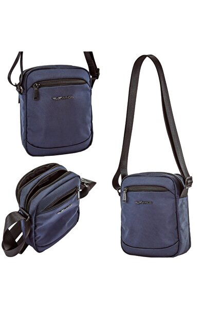 WINGS BRAND Borsetă bărbătească BRANT WINGS tip crossbody ALBASTRU ÎNCHIS
