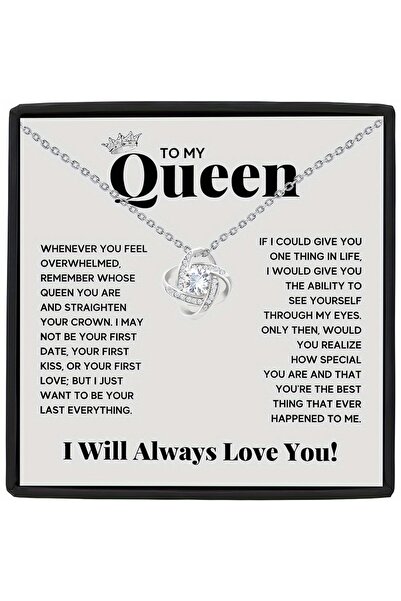 Choice silvery Elegant Love Knot Necklace, 'To My Queen' Perfect for Wife, Gi...
