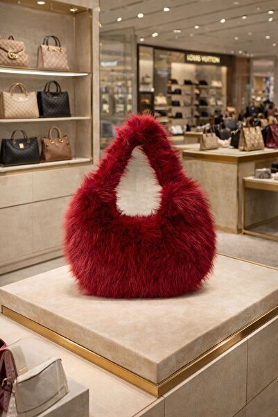 Axesoire NWC-001 Bordo Peluş Çanta