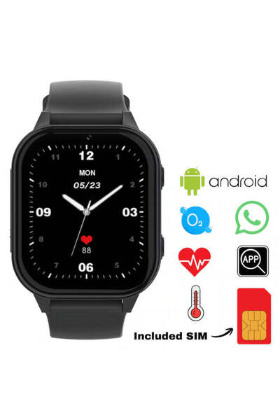 Techone Ceas inteligent GPS pentru copii cu localizare și telefon KT19T, negru