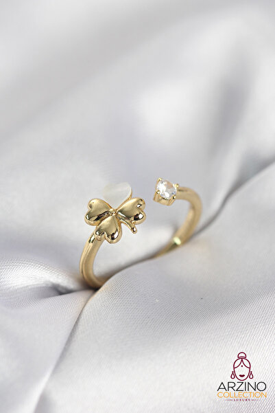 Generic Brand Gold Color Clover Model Pearlescent Women's Ring