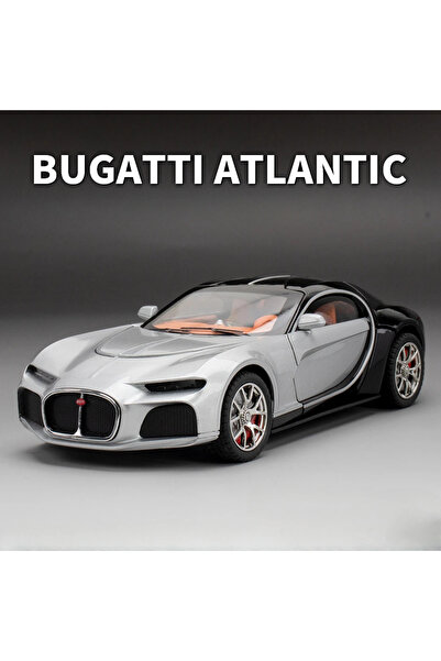 Choice1 سيارة Bugatti Atlantic Toys بمقياس 1/24 من SilverBlack مصنوعة من سبائ...