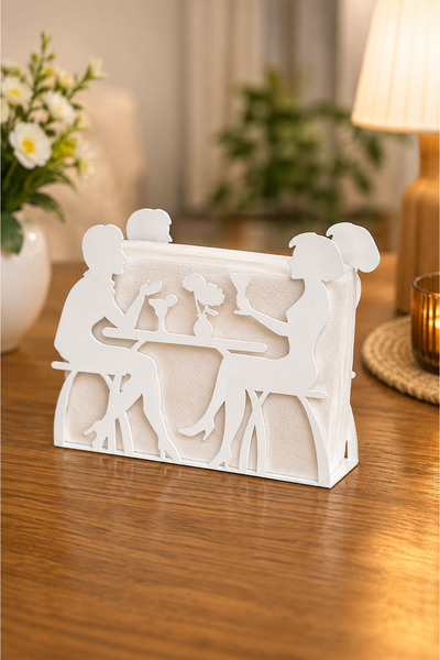VENON White People Sitting in Cafe Metal Napkin Holder Table Restaurant Coffe...