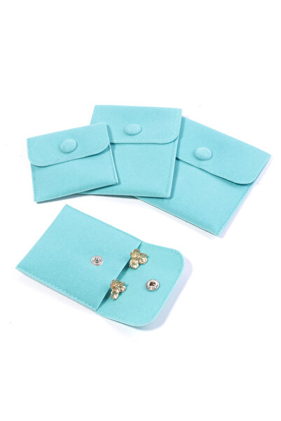Choice1 7X7mm Sky Blue Velvet Jewelry Packaging Bag Soft Snap Button Pouch Gi...